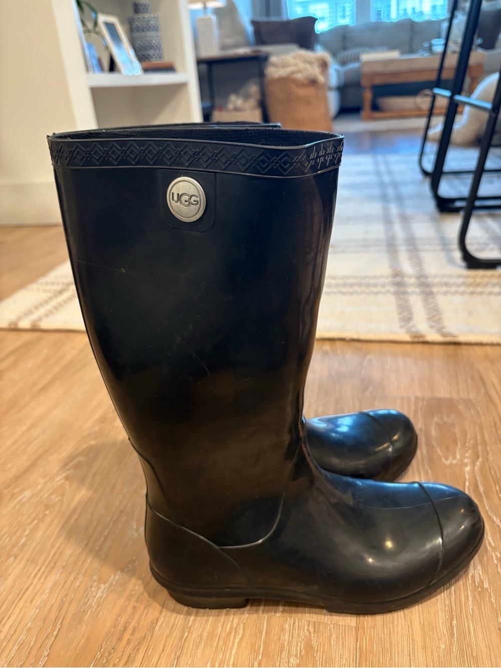 UGG Black Mid-Calf Rubber Rain Boots